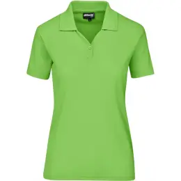 Ladies Basic Pique Golf Shirt Lime Green Front